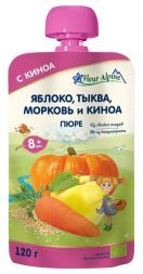 Пюре детское Органик яблоко-морковь-тыква-киноа с 8 мес. Fleur Alpine (120 г)