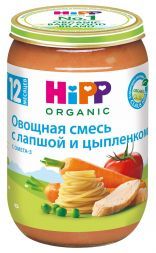 Пюре Hipp Нежные овощи с лапшой и цыпленком с 12 мес. (220 г)